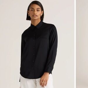 NWOT Quince Washable Stretch Silk Blouse - L - Black